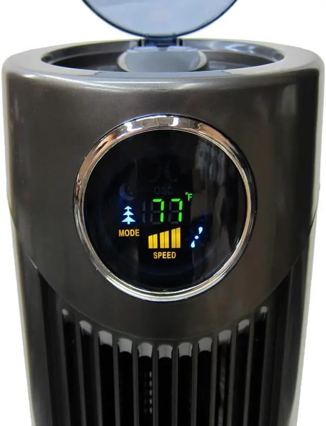 Alt view image 3 of 10 - Arctic-Pro Digital Screen Oscillating Tower Fan with Remote Control, Dark Gray, 42-Inch