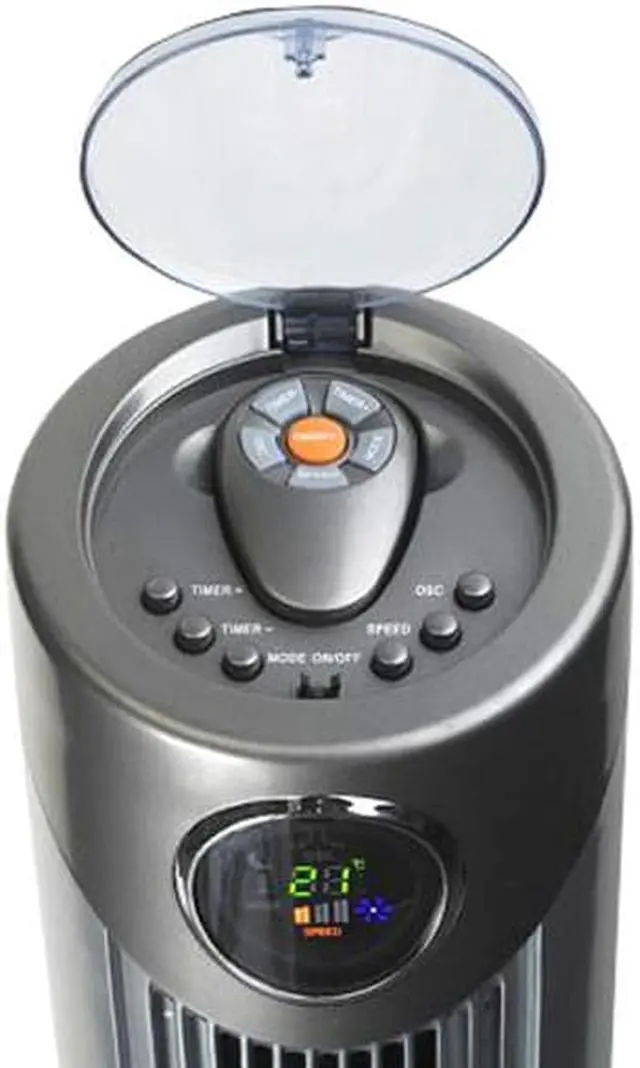 Alt view image 2 of 10 - Arctic-Pro Digital Screen Oscillating Tower Fan with Remote Control, Dark Gray, 42-Inch