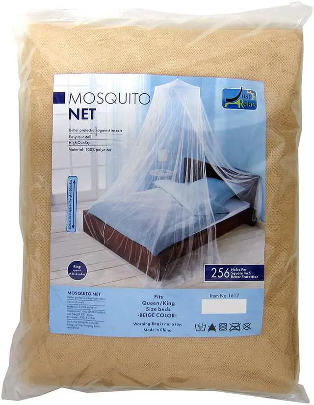 Alt view image 5 of 5 - Just Relax Elegant Mosquito Net Bed Canopy Set, Beige, Queen-King