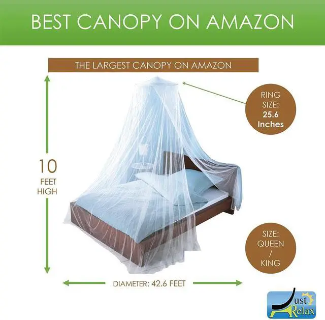 Alt view image 2 of 5 - Just Relax Elegant Mosquito Net Bed Canopy Set, Beige, Queen-King