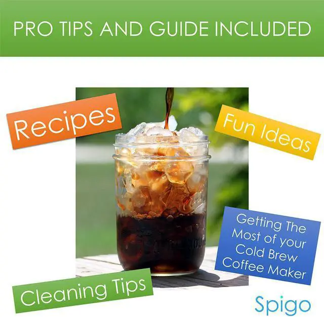 Alt view image 3 of 7 - Spigo Cold Brew Coffee Maker with Borosilicate Glass Pitcher, Black, 1 Liter, 8x5 Inches