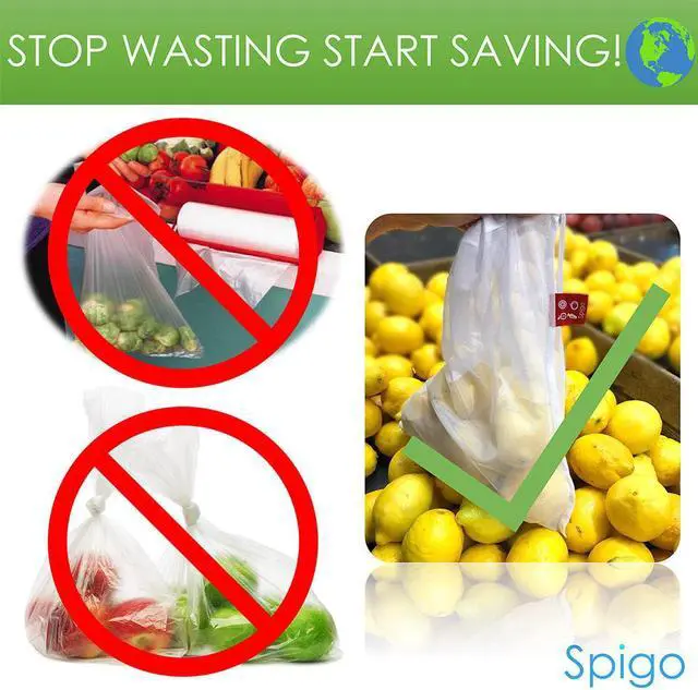 Alt view image 4 of 7 - Spigo Reusable and Washable Mesh Produce Bags, 5 Count, 12x14 Inche