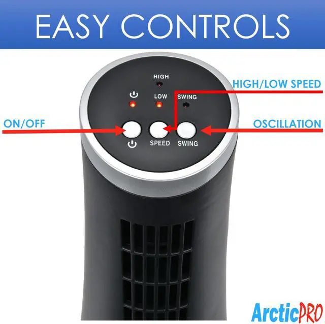 Alt view image 3 of 12 - Arctic-Pro Desktop Oscillating Slim Mini Tower Fan, Black, 12 Inches