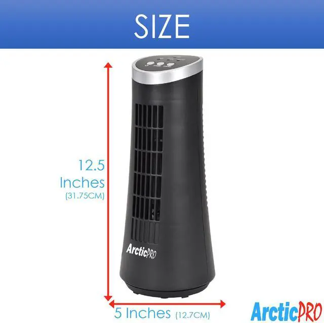 Alt view image 6 of 12 - Arctic-Pro Desktop Oscillating Slim Mini Tower Fan, Black, 12 Inches