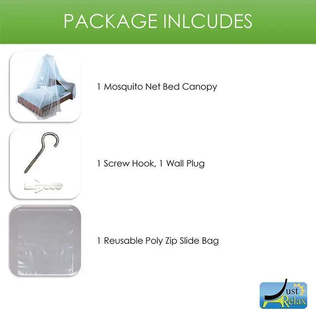 Alt view image 4 of 5 - Just Relax Elegant Mosquito Net Bed Canopy Set, White, Queen-King