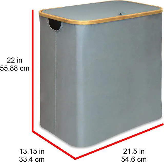 Alt view image 3 of 4 - Oceanstar Double Soft Sided Laundry Hamper Sorter With Bamboo Rim Lid