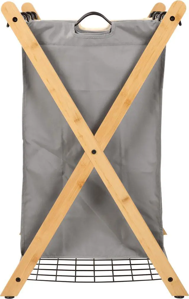 Alt view image 2 of 3 - Oceanstar X-Frame Bamboo 3-Bag Laundry Sorter, Color