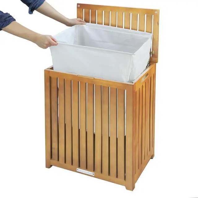 Alt view image 2 of 7 - Oceanstar Spa-Style Bamboo Laundry Hamper BRH1248
