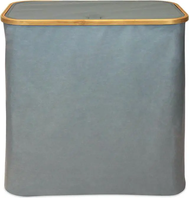 Alt view image 4 of 4 - Oceanstar Double Soft Sided Laundry Hamper Sorter With Bamboo Rim Lid