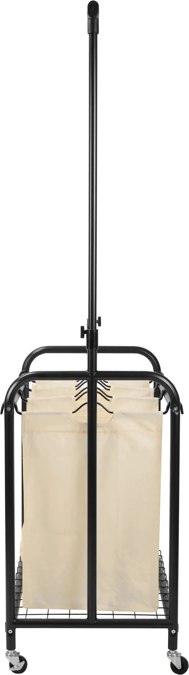 Alt view image 4 of 5 - Oceanstar 3-Bag Rolling Laundry Sorter with Adjustable Hanging Bar, White