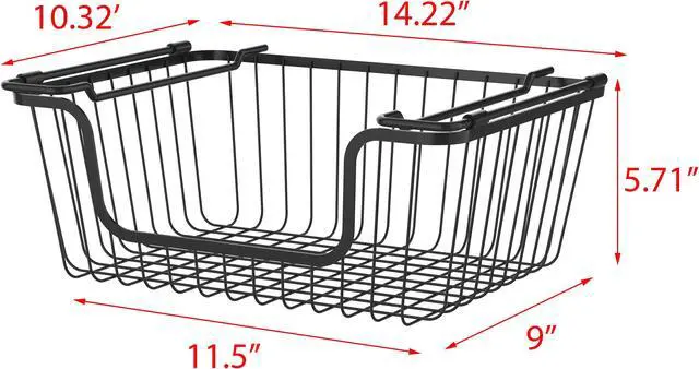 Alt view image 2 of 7 - Oceanstar Stackable Metal Wire Storage Basket Set for Pantry, Countertop, Kitchen or Bathroom  Black, Set of 2