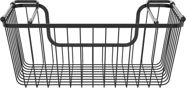Alt view image 3 of 7 - Oceanstar Stackable Metal Wire Storage Basket Set for Pantry, Countertop, Kitchen or Bathroom  Black, Set of 2