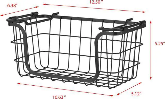 Alt view image 2 of 7 - Oceanstar Stackable Metal Wire Storage Basket Set for Pantry, Countertop, Kitchen or Bathroom  Black, Set of 3