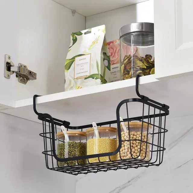 Alt view image 3 of 7 - Oceanstar Stackable Metal Wire Storage Basket Set for Pantry, Countertop, Kitchen or Bathroom  Black, Set of 3