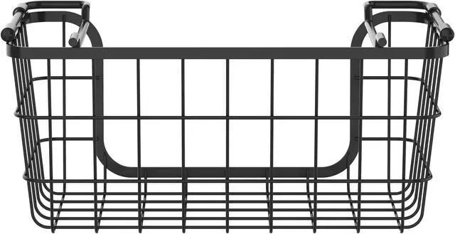 Alt view image 4 of 7 - Oceanstar Stackable Metal Wire Storage Basket Set for Pantry, Countertop, Kitchen or Bathroom  Black, Set of 3