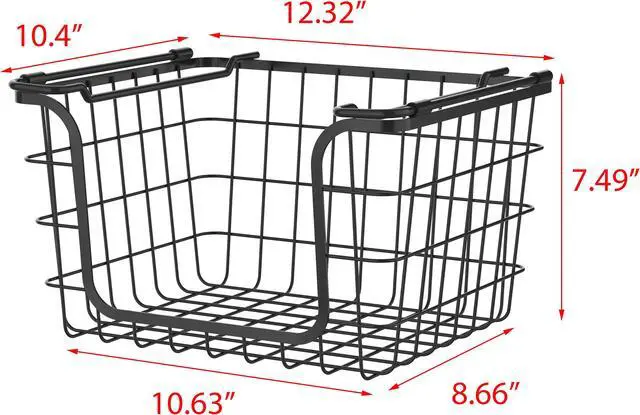 Alt view image 2 of 7 - Oceanstar Stackable Metal Wire Storage Basket Set for Pantry, Countertop, Kitchen or Bathroom  Black, Set of 3