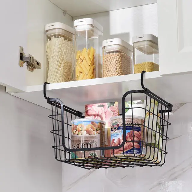Alt view image 4 of 7 - Oceanstar Stackable Metal Wire Storage Basket Set for Pantry, Countertop, Kitchen or Bathroom  Black, Set of 3