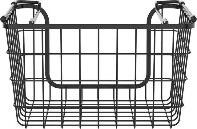 Alt view image 5 of 7 - Oceanstar Stackable Metal Wire Storage Basket Set for Pantry, Countertop, Kitchen or Bathroom  Black, Set of 3