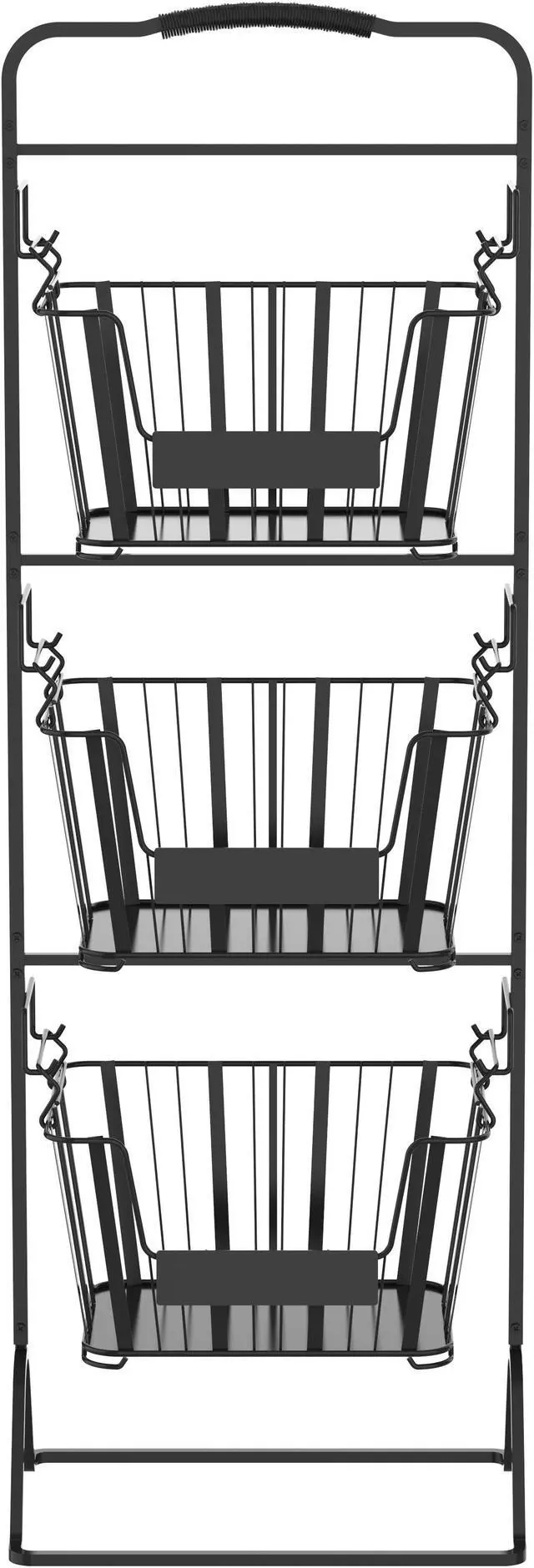Alt view image 3 of 7 - Oceanstar 3-Tier Metal Wire Storage Basket Stand with Removable Baskets  Black