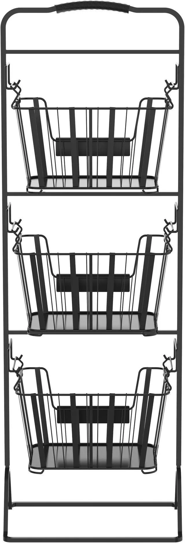 Alt view image 4 of 7 - Oceanstar 3-Tier Metal Wire Storage Basket Stand with Removable Baskets  Black