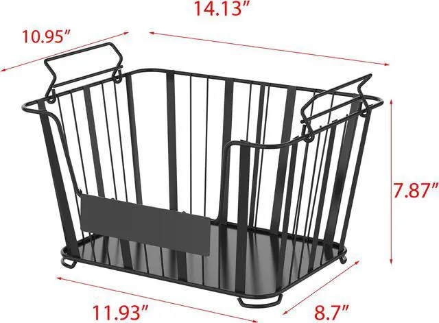 Alt view image 7 of 7 - Oceanstar 3-Tier Metal Wire Storage Basket Stand with Removable Baskets  Black