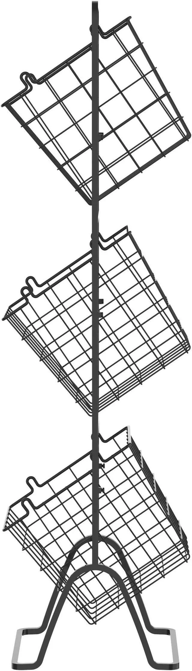 Alt view image 2 of 7 - Oceanstar 3-Tier Metal Wire Storage Basket Stand with Removable Baskets  Black