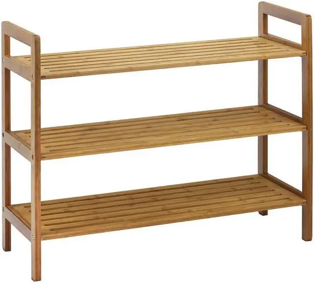 Alt view image 2 of 6 - Oceanstar 3-Tier Bamboo Shoe Rack, Natural