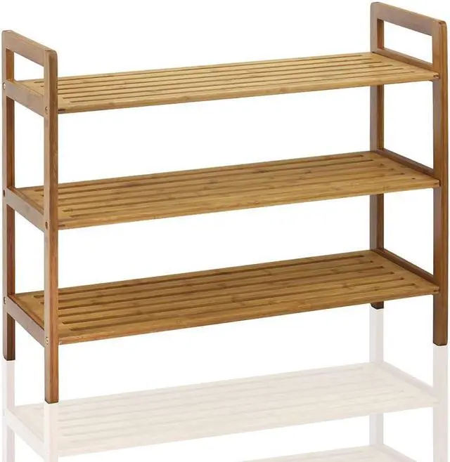 Alt view image 6 of 6 - Oceanstar 3-Tier Bamboo Shoe Rack, Natural