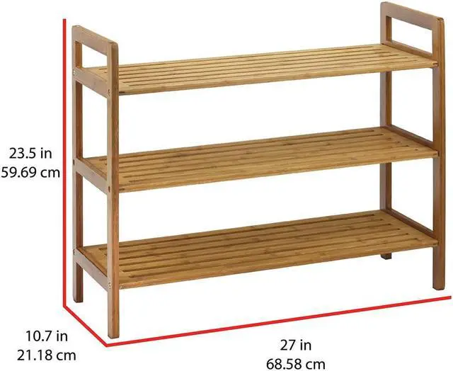 Alt view image 5 of 6 - Oceanstar 3-Tier Bamboo Shoe Rack, Natural