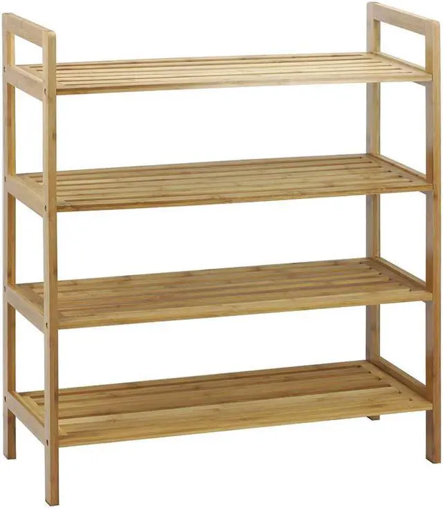 Alt view image 2 of 6 - Oceanstar 4-Tier Bamboo Shoe Rack, Natural