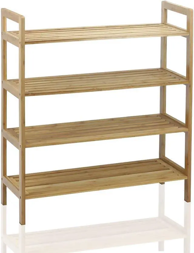 Alt view image 6 of 6 - Oceanstar 4-Tier Bamboo Shoe Rack, Natural