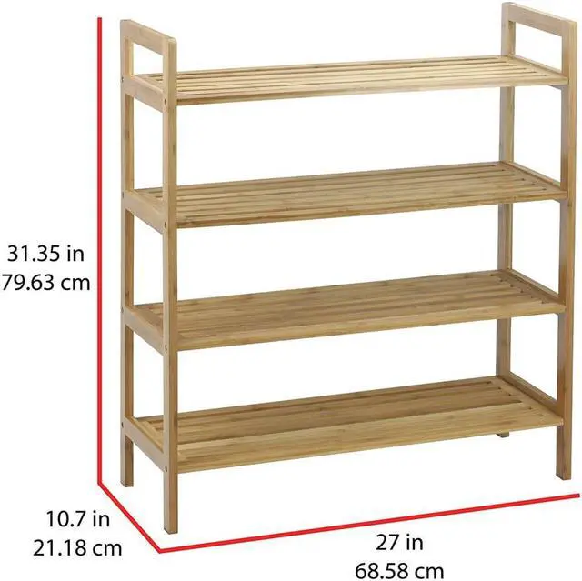 Alt view image 5 of 6 - Oceanstar 4-Tier Bamboo Shoe Rack, Natural