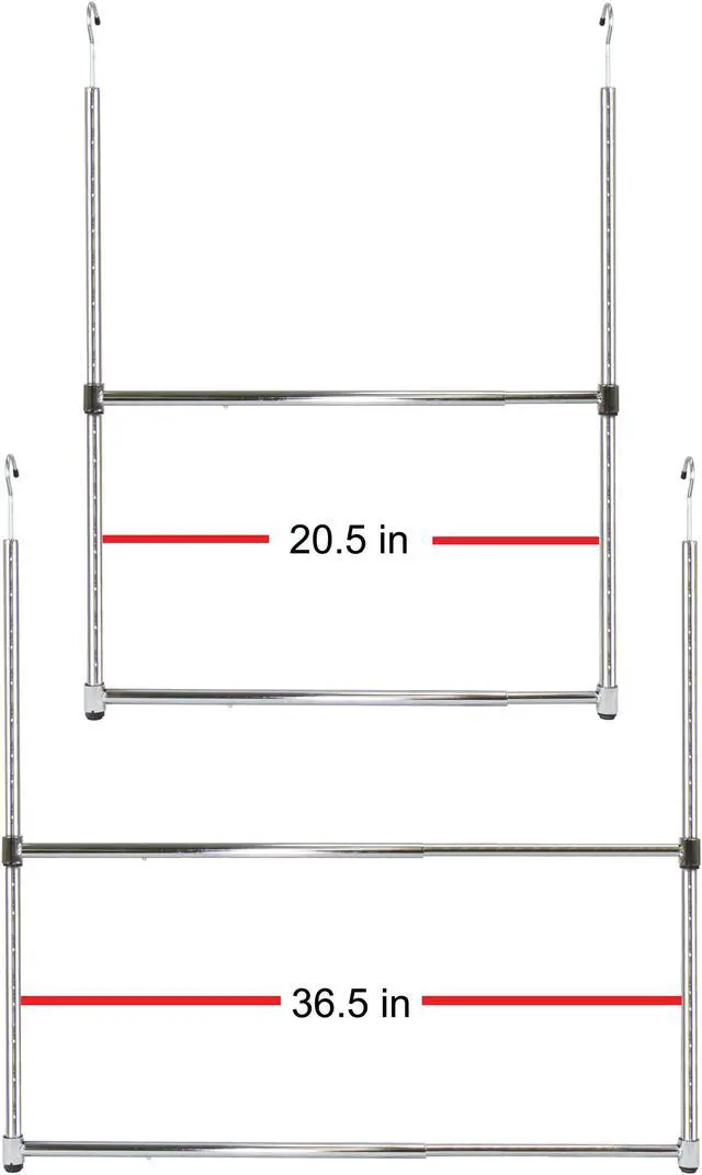 Alt view image 5 of 6 - Oceanstar 2-Tier Portable Adjustable Closet Hanger Rod, Chrome