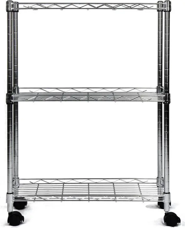 Alt view image 3 of 5 - Oceanstar 3-Tier Shelving All-Purpose Utility Cart, Chrome
