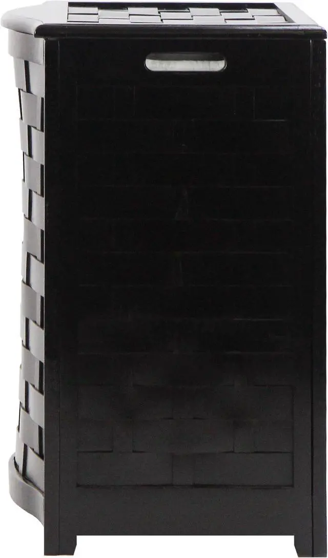 Alt view image 4 of 8 - Bowed Front Laundry Hamper, Black