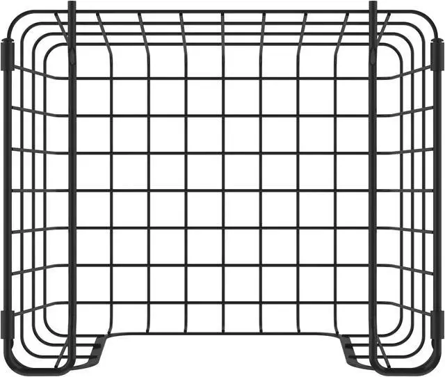 Alt view image 7 of 7 - Oceanstar Stackable Metal Wire Storage Basket Set for Pantry, Countertop, Kitchen or Bathroom  Black, Set of 3