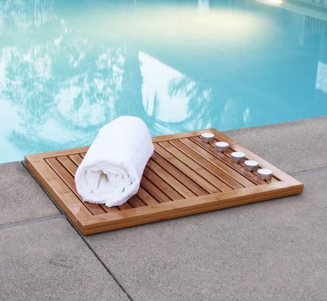 Alt view image 3 of 7 - Oceanstar Bamboo Floor and Shower Mat FM1163