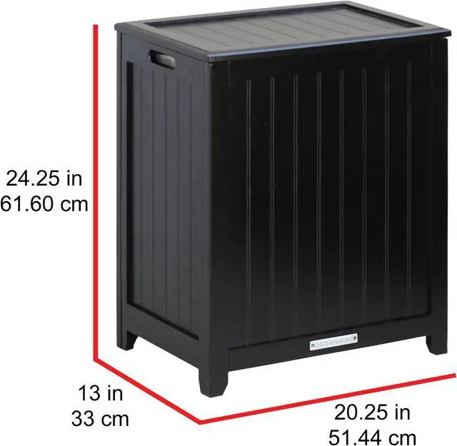 Alt view image 7 of 7 - Mahogany Finished Beadboard Hamper with Liner - by Oceanstar