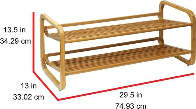 Alt view image 7 of 7 - Oceanstar Two-Tier Slatted-Shelf Bamboo Shoe Rack