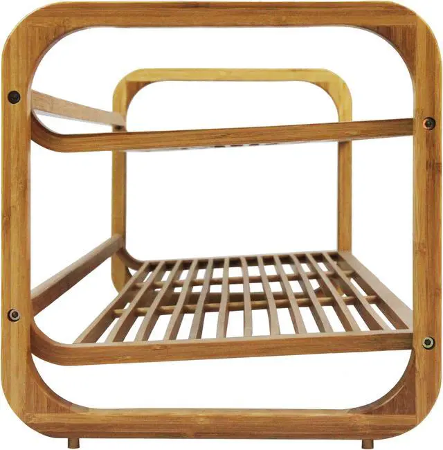 Alt view image 4 of 7 - Oceanstar Two-Tier Slatted-Shelf Bamboo Shoe Rack