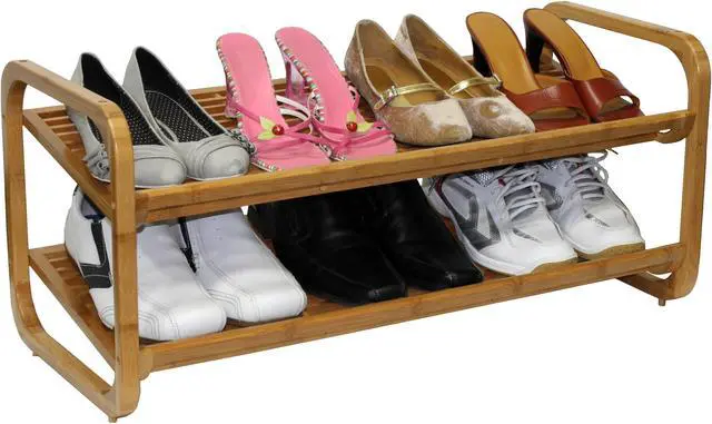 Alt view image 6 of 7 - Oceanstar Two-Tier Slatted-Shelf Bamboo Shoe Rack