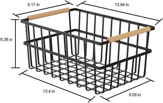 Alt view image 5 of 5 - Oceanstar Metal Wire Organizer Bin Basket with Handles, Set of 3, Black