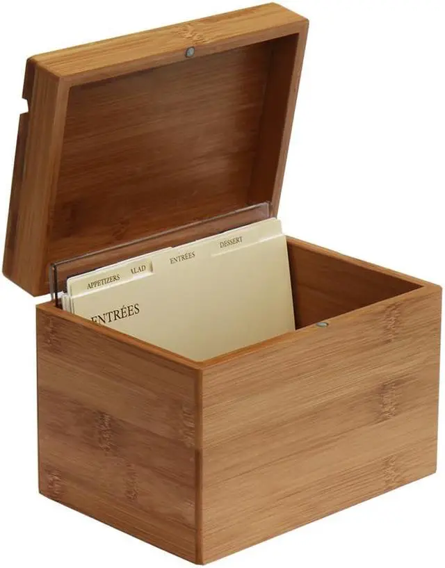 Alt view image 3 of 7 - Oceanstar Bamboo Recipe Box with Divider