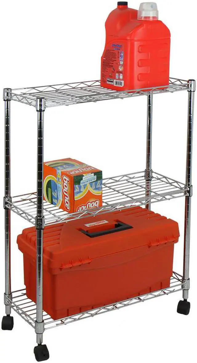 Alt view image 2 of 5 - Oceanstar 3-Tier Shelving All-Purpose Utility Cart, Chrome