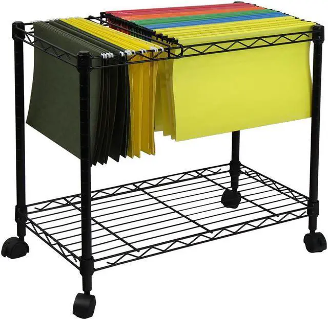 Alt view image 2 of 7 - Oceanstar Portable 1-Tier Metal Rolling File Cart, Black