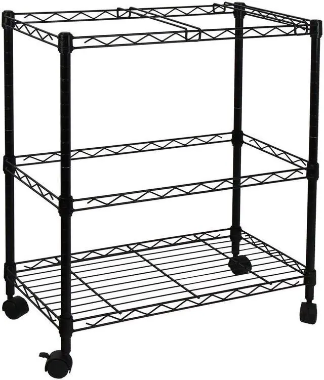 Main image of Oceanstar Portable Black 2-Tier Metal Rolling File Cart
