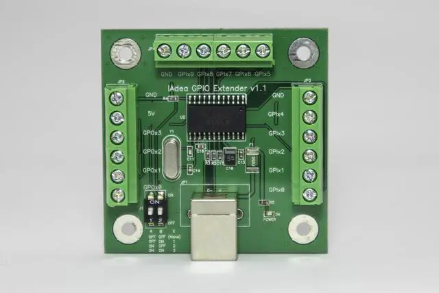 Alt view image 3 of 4 - Programmable USB HID board for up to 10 buttons
USB to GPIO Extender Module With 10 Inputs / 4 Outputs. Compatible with Raspberry Pi.