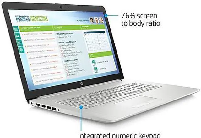 Alt view image 4 of 6 - HP 17-by3063st 17.3" Non-touch Notebook, Intel i3-1005G1, 8GB Memory, 128GB SSD + 1TB Hard Drive, DVD-Writer, Bluetooth, Windows 10, Silver