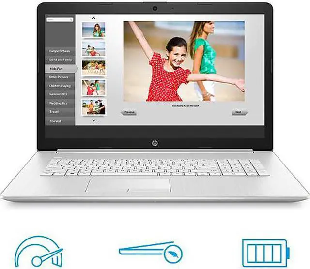 Alt view image 3 of 6 - HP 17-by3063st 17.3" Non-touch Notebook, Intel i3-1005G1, 8GB Memory, 128GB SSD + 1TB Hard Drive, DVD-Writer, Bluetooth, Windows 10, Silver