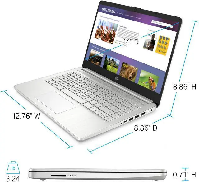 Alt view image 11 of 11 - HP 14" Laptop: Core i3-1005G1, 256GB SSD, 8GB RAM, 14" Full HD IPS Display